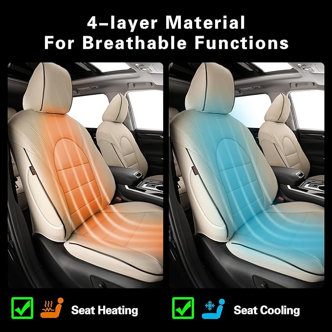 EKR Camry Seat Covers for Toyota Camry SE,LE 2025 2026 Waterproof Leather Car Seat Cover Full Set for Trucks SUV-Faux Leather (Beige)