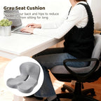 OMISTAR Car Seat Cushion with Ergonomic Design, Memory Foam Seat Cushion for Lumbar Support, Breathable Fabric, Non-Slip, Ideal for Car and Office Use, 15.7 x 16.9 x 11.4 in, Gray