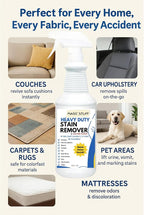 Magic Stuff Heavy Duty Stain Remover - Enzyme-Powered Carpet & Upholstery Cleaner - Eliminates Pet Urine, Odor, Wine, Coffee, Grease, and Deep Set Stains - No rinse, Odor Free, Kid & Pet Safe Formula