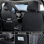 Coverado Leather Seat Covers for Car, Waterproof Front Car Seat Covers with Lumbar Support Universal Fit for Most Sedans SUV Pick-up Truck(Black&Gray)
