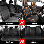 Fit for 98% of Mercedes Benz Car Seat Covers with Headrests, Premium Nappa Leather Seat Cover, Fully Wrapped Protect Modern Style Seat Cover (5-Seat Luxury, Black & Orange)