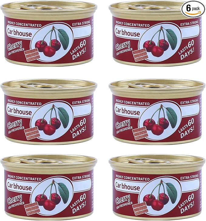 7F Car Air Freshener, Set of 6 Cans for Home and Car, Deodorizer Diffuser Air Freshener, Cherry