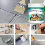 1Kg/35.3Fl.oz Invisible Waterproof Agent Indoor&Outdoor Waterproof Coating Set Transparent Liquid Sealant with Wooden Brush Resistant Work Gloves Putty Shovel Cut