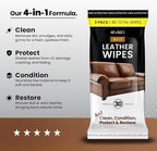 EVEO Leather Cleaner Wipes 4-in-1 Leather Cleaner and Conditioner for Furniture - Leather Couch Cleaner, Car, Shoes & Purses – UV Protection, XL Moistened Wipes Restore & Protect – 3 Pack (90 Total)