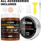 12oz Leather Recoloring Balm & 3.4oz Mink Oil Leather Conditioner kit,Tan Leather Color Repair Kits for Couches, Leather Couch Paint Scratch Repair for Furniture Car Sofa Shoes Leather Dye