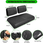 Club Car DS Pre-2000 Golf Cart Seat Cover Thick Premium Marine Leather Made with Custom Diamond Stripe Soft Comfortable/Anti-Scratch/Anti-Fading/NO Stapler Required
