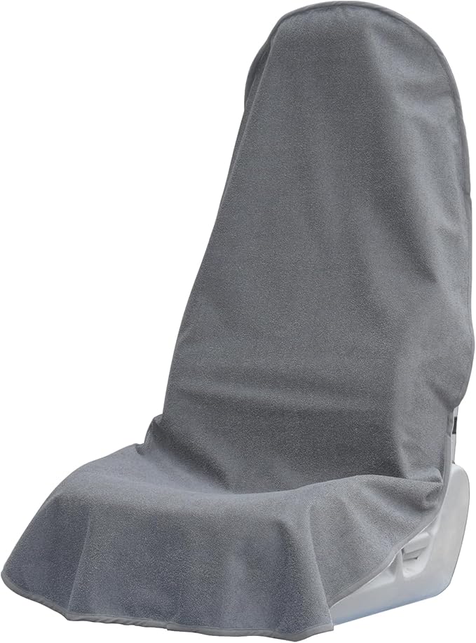 Towel Car Seat Covers - Super Absorbent Front Seat Protectors for Gym, Pets & Travel | Quick-Dry Towel Fabric | Universal Non-Slip Fit for Sedan, SUV, Truck (1 Pack Grey)