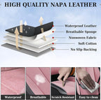 Coverado Universal Seat Covers Front, 2-Pack Universal Seat Covers for Cars, Waterproof Nappa Leather Car Seat Covers with Head Pillow, Auto Protectors Fit for Most Sedans Pick-up Truck-Black&Pink