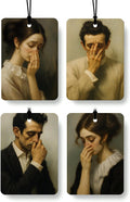 Funny Bathroom Cologne Air Freshener 4 Pcs, Classical Vintage Humor Portrait Painting Hanging Air Freshener for Cars Bathroom Dorm Books Decor, Retro Accessories Gifts for Women Girls Men