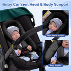Newborn Car Seat Head Support with 3 Shoulder Covers Set, 2-in-1 Reversible Infant Car Seat Insert, Thickened Car Seat Cushion for Baby, Carseat Head Support for Preemie to Infant