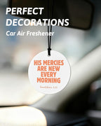 Orange Christian Round Car Air Freshener 4 Pcs, Girly Orange Bow Floral Religious Hanging Air Freshener for Cars Closet Drawer Books, Cute Preppy Car Accessories Mirror Decor for Women