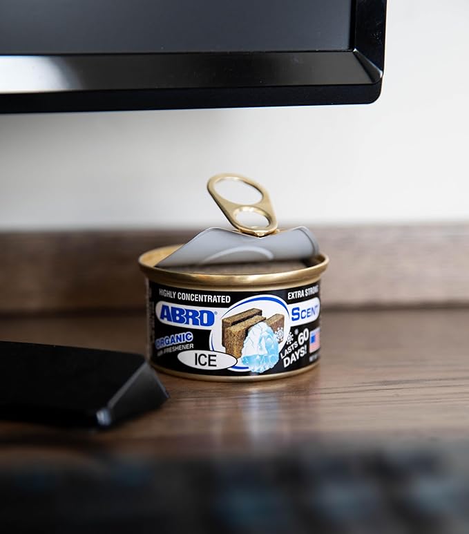 ABRO Car Air Fresheners: Canned, Spill Proof Airfreshener for Home, Office, or Car Accessories Interior, Up to 60 Days - 3Pck New Car Smell Ice Scent
