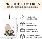 Cute Pug Car Air Freshener 4 Pcs, Pug Lover Gifts Air Freshener Hanging for Cars Books Closet Drawer, Pet Lover Gifts Car Accessories for Women Girls