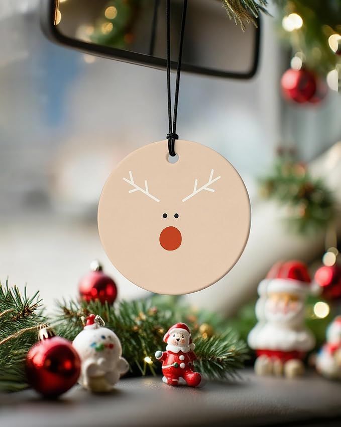 Boho Christmas Car Air Freshener 4 Pcs, Coquette Bow Xmas Tree Mistletoe Reindeer Hanging Air Freshener for Cars Closet Drawer Books, Girly Christmas Car Accessories Mirror Decor for Women