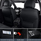 Auto Car Seat Covers Accessories Full Set Leather Cushion Protector Breathable Waterproof Seat Cover for Cars Universal Fit (Black, Front Pair and Rear)