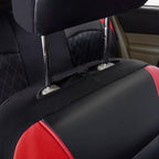 Universal Faux Leather Car Seat Covers Full Set Airbag Compatible Breathable Fit for Cars Trucks SUVs Deluxe Pu Luxury Vinyl(Black with Red)