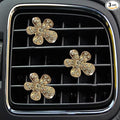 Daisy Air Vent Clips, 3 Pcs Cute Flower Crystal Rhinestone Car Air Conditioning Outlet Clip Vehicle Air Freshener Clip Charm Car Inter Decor Accessories for Women (Golden, 1.6inch)