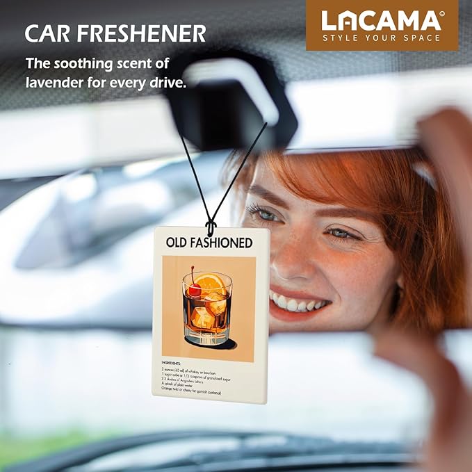 Lacama Trendy Retro Cocktail Car Air Freshener 3Pcs, Funky Classic Cocktail Art Aesthetics Cars Scents Air Freshener for Women Girls Gifts, Vintage Car Accessories Interior Mirror Decor Hanging