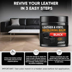 Leather Recoloring Balm - Scratch Repair & Color Restore Kit for Faded Leather, Leather Couch & Car Seats - 10OZ Leather Restorer Balm for Furniture, Auto Interior, Vinyl, Accessories (Black)
