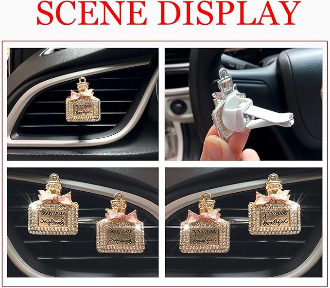Bling Rhinestone Car Air Vent Clip Charms - 2Pcs Crystal Car Accessories for Women, Interior Decoration