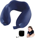 Neck Pillow for Airplane Travel Memory Foam - 360° Support for Long Flights & Car/Office Use, Machine Washable Pain Relief Pillow with Breathable Cover (Gemstone Blue)