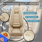 Leather Car Seat Covers Fit for Toyota RAV4 EV 2012-2013, 5 Seater Car Seat Cover, Premium Waterproof, Scratch Resistant Car Interior Accessories (Full Set with Pillow Beige)