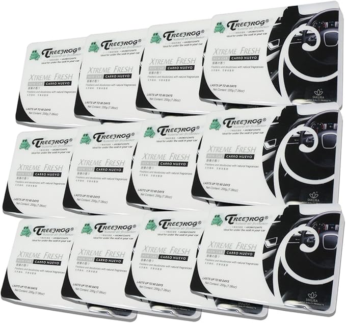 Auto Dynasty TreeFrog Xtreme Fresh Under-The-Car Natural Air Freshener - New Car Scented (Pack of 12)