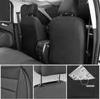 CAR PASS Leather Car Seat Covers Front Seats Only, Universal Fit Automotive Interior Waterproof 3D Foam Back Support Car Seat Covers for Trucks Vans and SUVs Airbag compatible 2 Pieces black gray grey