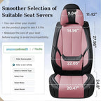 Coverado Universal Seat Covers Full Set, 5 Seats Universal Seat Covers for Cars, Waterproof Nappa Leather Car Seat Covers with Head Pillow, Auto Protectors Fit for Most Pick-up Truck, Black&Pink