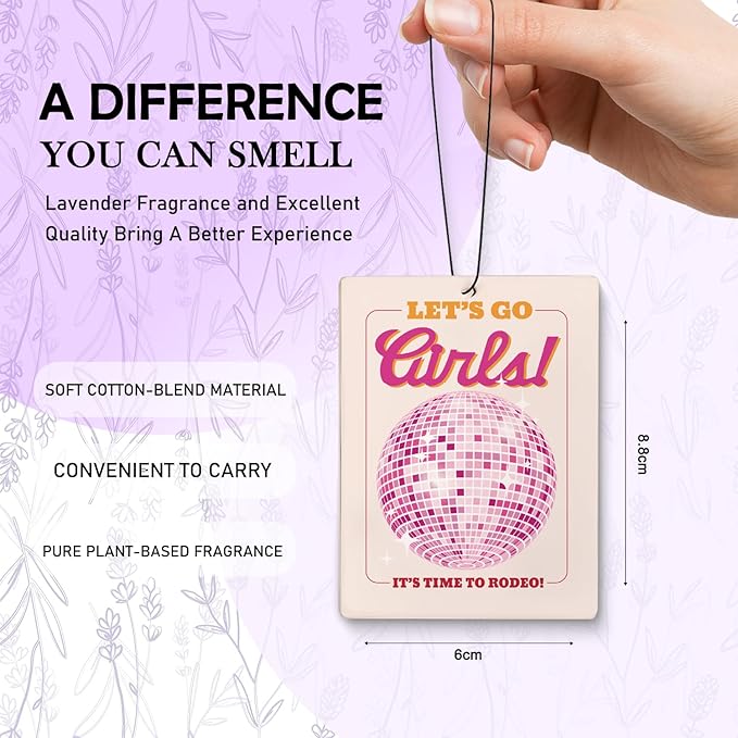 Western Car Accessories,Hot Pink and Orange Western Air Freshener for Car,Preppy Disco Cowgirl Guest Check Air Freshener Hanging 3 Pcs for Cars Closet Drawer Books Bathroom