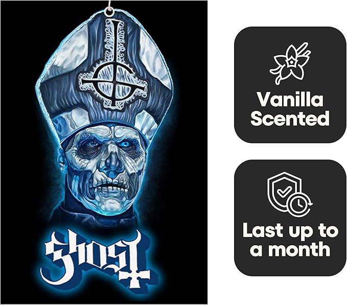 Rocksax Ghost Papa Blue Hanging Air Freshener – Long-Lasting Vanilla Car Air Freshener for Home & Office – Double-Sided Print Rock Band Memorabilia Car Fresheners