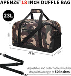 Small Gym Bag 18 inch Carry On Duffel Bag for Weekender Travel - Camouflage