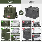 Maelstrom Lunch Box, 23L Insulated Lunch Bag, Expandable Double Deck Cooler Bag, Lightweight Leakproof Tote Bag With Side Tissue Pocket, Suit For Men and Women (G.Army Green with DIY Hook-and-Loop)