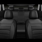 CAR PASS Leather Seat Covers Full Set Universal Water Resistant 3D Foam Back Support, Luxury Comfort Automotive 5 Seat Covers All Season Fit for SUV,Sedan,Van, Airbag Compatible Elegance(Pure Black)