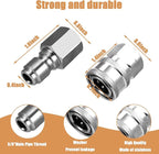 4 Sets NPT 3/8 Inch Pressure Washer Coupler Quick Connect Plug Stainless Steel Male and Female Quick Connect Fittings Pressure Washer Adapter Set (Internal Thread, External Thread)
