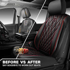 CAR PASS Piping Luxury PU Leather Two Front Car Seat Covers, Waterproof Anti Slip Seat Covers Compatible with Front Seat Armrests,Universal Fit for Suvs,Vans,Trucks,Airbag Compatible(Black and Red)