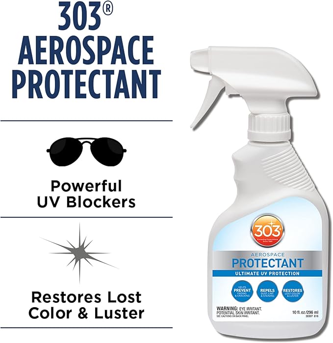 303 Products Aerospace Protectant Spray, UV Protection, Repels Dust, Dirt, & Staining, Matte Finish, Restores Like-New Appearance, Outdoor Cleaning Supplies 10 Fl. Oz.