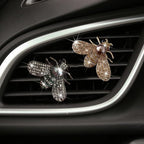 Shiny Bee Car Air Freshener Dashboard Outlet Vent Clips，Pearl Diamond Bee Car Perfume Car Air Conditioner Air Outlet Decoration Aromatherapy Clip，Bling Bee Charms Rhinestone Auto Interior Decorations Accessory