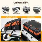 NEWBULIG Car Rooftop Cargo Carrier Bag, 15 Cubic Feet Duty Waterproof Bag for All Vehicles with/Without Racks. Includes Anti-Slip Mat, Reinforced Straps, 6 Door Hooks, Storage Bag & Luggage Lock.