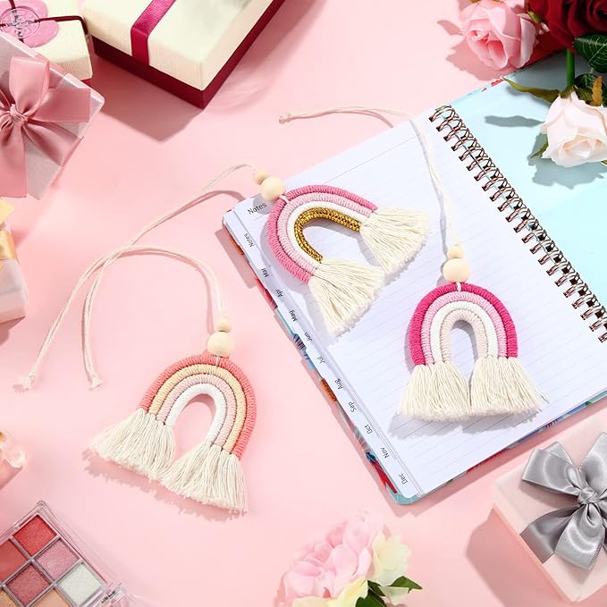 Frienda 3 Pieces Boho Rainbow Car Charm Essential Oil Diffusers for Car Cute Air Fresheners Handmade Hanging Accessories Decor(Classic Style)