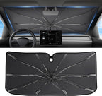 2026 Upgraded Windshield Sun Shade Umbrella [7-Layer Vinyl Coating Heat Shield] Foldable Front Window Sunshade Umbrella Flexible Handle Protect Interior from UV Keep Car Cooler (57" x 31")