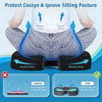 CloudBliss Gel Seat Cushion - Cooling Gel Enhanced Memory Foam Ergonomic Seat Cushion for Long Sitting for Office, Game, Car, Automotive, Airplane (Large, Black)