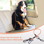 VIVAGLORY Dog Seat Belt Tuffbelt Dog Car Harness, Seatbelt with Clip & Hook for Car Travel, Chew Proof Anti Chew Unchewable Metal Safety Tether Restraint, M, Orange