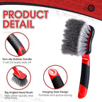 LemonRoad 5 Pack Car Wash Brushes Wheel Cleaner and Tire Brush for Car Detailing Bristle Fender Cleaning Supplies 10.3 inch Short Handle for Rim Carpet Truck SUV Moto RV Motorcycle