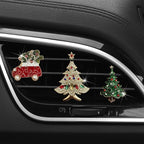 Set of 3 Bling Christmas Car Air Freshener Vent Clips, Crystal Rhinestone Sparkly Air Conditioning Outlet Decorative Clip Charms Cute Car Interior Accessories