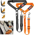 Removable Dog Seat Belt Harness for Car, 3 in 1 Pet Car Seatbelt Leash, Retractable Restraint Secures to Vehicle Headrest & Adjustable Reflective Dog Seatbelt Tether (Black, 2pcs)