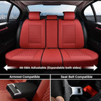 Coverado Car Seat Covers Full Set, Red Seat Covers for Car with Lumbar Support, Nappa Leather Seat Covers Waterproof Car Seat Protectors Universal Fit for Most Cars SUV Trucks