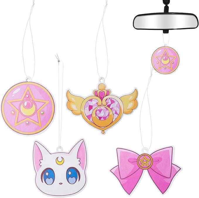 L1rabe Car Air Freshener Anime Moon Cat Artemis Incense Chips, 4 Styles and Scents of Anime Moon Cat Artemis Car Rearview Mirror Pendant Cute Aromatic Accessories Bedroom Closet Shoe Closet Deodorant