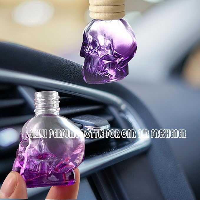 7 PCS Mini 10ml Colors Skull Perfume Bottle for Car Air Freshener Pendant Essential Diffuser Oil Fragrance Aromatherapy Empty Bottle Decor …