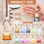 Mudder 50 Pcs Gradient Hanging Car Air Freshener Empty Clear Glass Diffuser Bottles for Essential Oils Perfume Pendant for Women Guests Wedding Favors Employee Appreciation Gifts(Cube,Colorful)